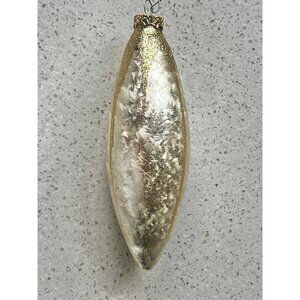 Vintage KC Glass Christmas Icicle Ornament w/  Glitter & Frosted Design 6”